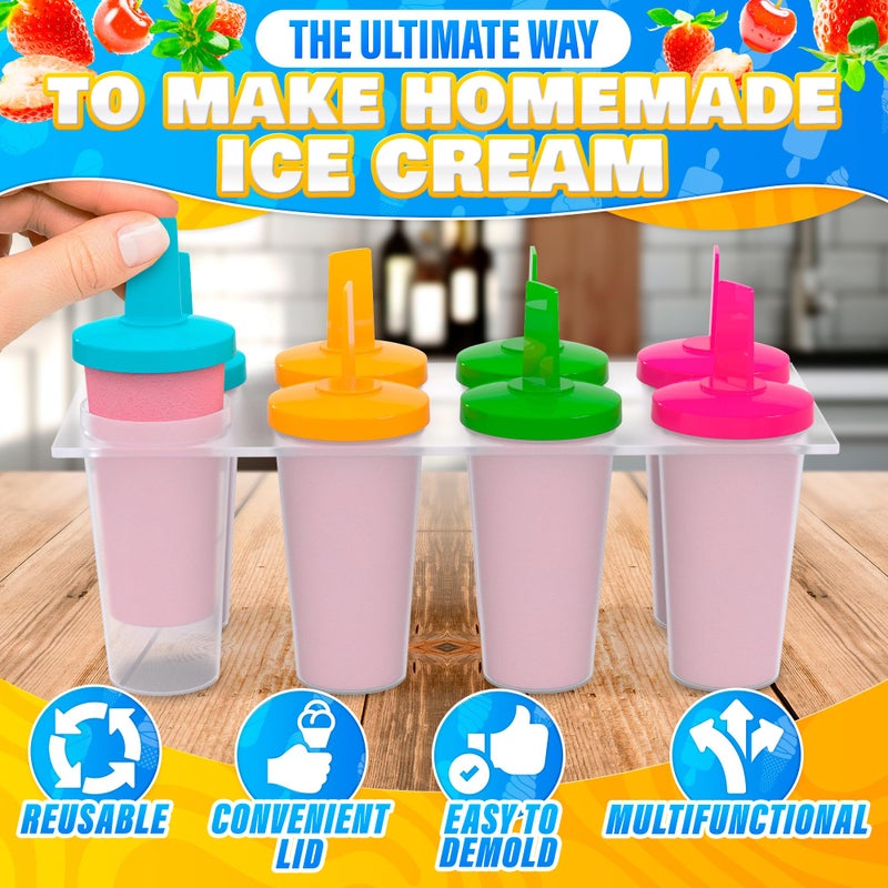 ALPENKOK Ice Cream Maker Ice Pop Mold - 8Pcs Popsicle Maker Ice Cream Popsicle Molds Reusable Ice Popsicle Sleeves - Popsicles Molds Ice Cream Mold Popsicle Holders - Image 4